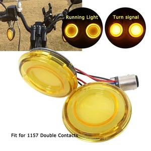 Motorcycle 1157 Bullet Yellow LED Turn Signals Blinker Lights For Harley Touring - Picture 1 of 15