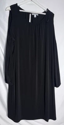 Boutique Size 2X  Casual Black Party Cocktail Dress Open Shoulder Sleeves NWT - Image 1 of 4