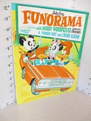 WOODY WOODPECKER Oswald Rabbit 1972 punchout coloring book UNUSED Andy Panda - Image 1 of 2