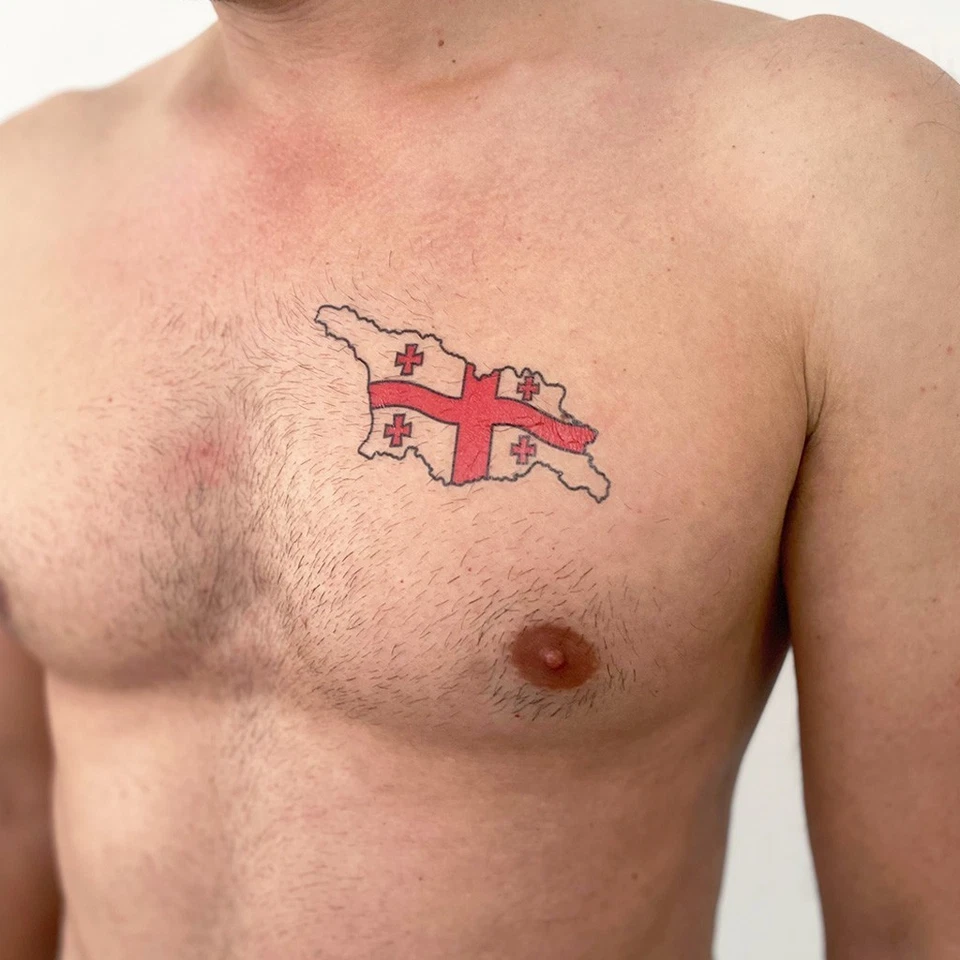 Tatuaje de la bandera de Georgia - Merab Dvalishvili Tatuaje temporal de la bandera de Georgia Foto 1 de 1
