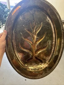 Vintage Tree of Life silver plate footed meat serving tray platter - Picture 1 of 3