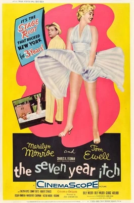 Póster de la película The Seven Year Itch 1955 Marilyn Monroe película arte de pared impresión noframe Foto 1 de 4