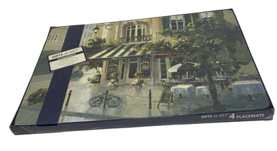 NIB Set of 4 Paris Bistro France Cafe Street Scene Parisien Placemats 16"x11.25" - Image 1 of 4