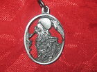    Pewter Silver Tone Oval Southwest Howling Wolf Moon Pendant Charm Necklace