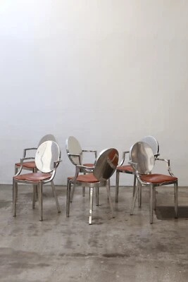 Philippe Starck Kong Chair Set (6) Emeco Design Polished Aluminium Leather 2003 - Bild 1 von 4