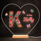Papillons alphabet floral lettre K cœur lampe cadeau personnalisée veilleuse