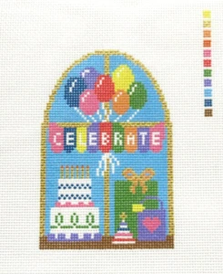 SATURNALIA Celebrate Wedding Holiday Window View Handpainted Needlepoint Canvas - Picture 1 of 1