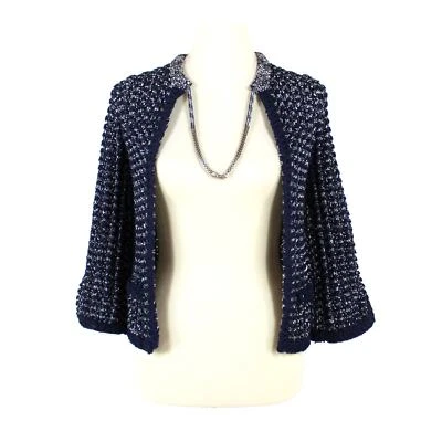 Chanel 2012 Sweater Knit Suit Blazer Chain Trim Open Front Cardigan Jacket Sz 38 - Image 1 of 4