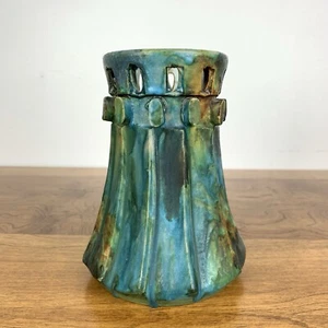 Alvino Bagni Sea Garden Vase Blue Green Handmade MCM Italy Italian Pottery Vtg - Picture 1 of 12