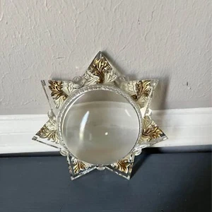 Antique Victorian Goofus Glass Mourning 7 Point Star Dome Magnifying Paperweight - Picture 1 of 4