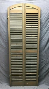 Tall Antique Pair Gothic Arched Dome Top Wood Shutters Mocha 15x80 VTG 410-21B - Picture 1 of 12