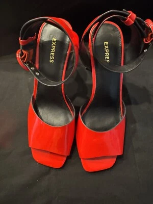 Sexy Express Mujeres Rojo Sexy Correa Hebilla Punta Abierta Tacón Alto Zapatos Talla 8 Foto 1 de 4