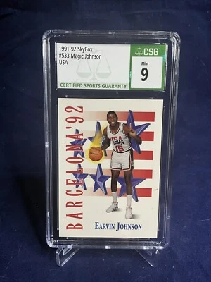 1991 Skybox #533 Magic Johnson US Olympic Dream Team BARCELONA ‘92-CSG 9 MINT A+ - Image 1 of 4