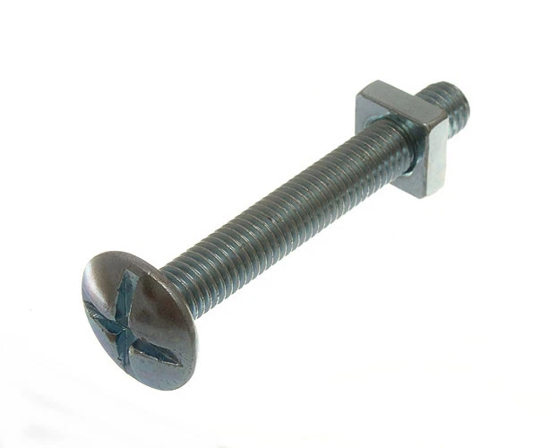 10 X Viti per Tetti Croce Testa + Dado Quadrato Placcati Zinco Zincato 8mm M8 X - Immagine 1 di 1