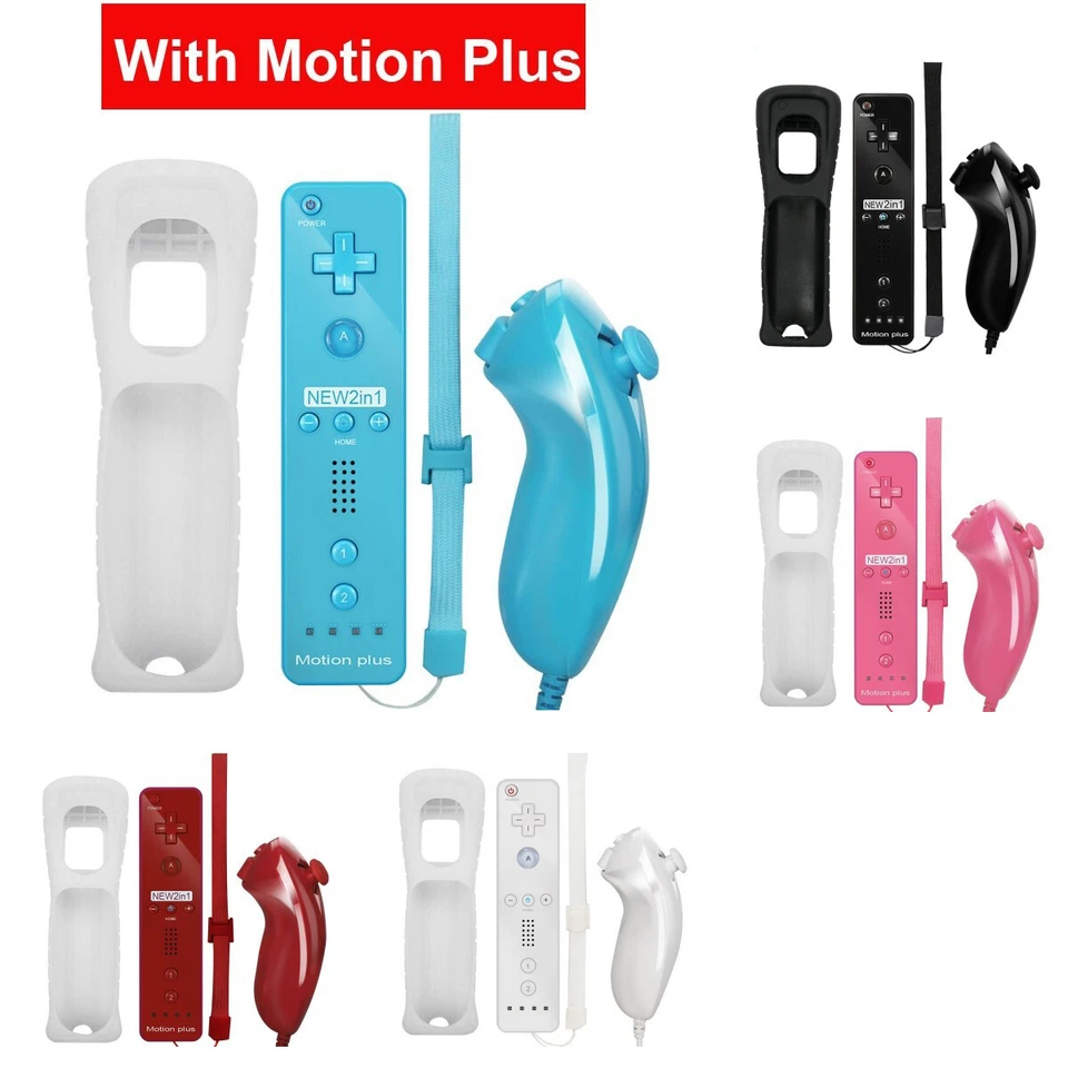 MARKENLOS Mando a distancia 2 en 1 + Mando Nunchuk Motion Plus para Nintendo Wii / Wii U