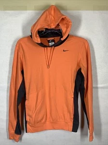 Nike Dry Fit Pullover Hoodie Small Orange long sleeve with finger hole, pockets - Picture 1 of 10
