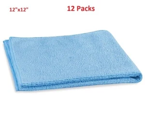 Panno Pulizia Microfibra Confezioni da 12 - Riutilizzabile Colore Blu - 200 GSM 12x12" - Foto 1 di 3