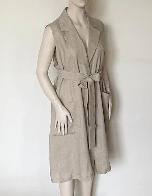 MARINA RINALDI, 100% LINEN Vest in Beige, Size MR 29, 20W US, 50 DE, 58 IT - Image 1 of 4