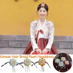 Elegant Korea Hanbok Hair Hoop Braided Pearl Headdress Traditional Accessories - Imagen 1 de 29