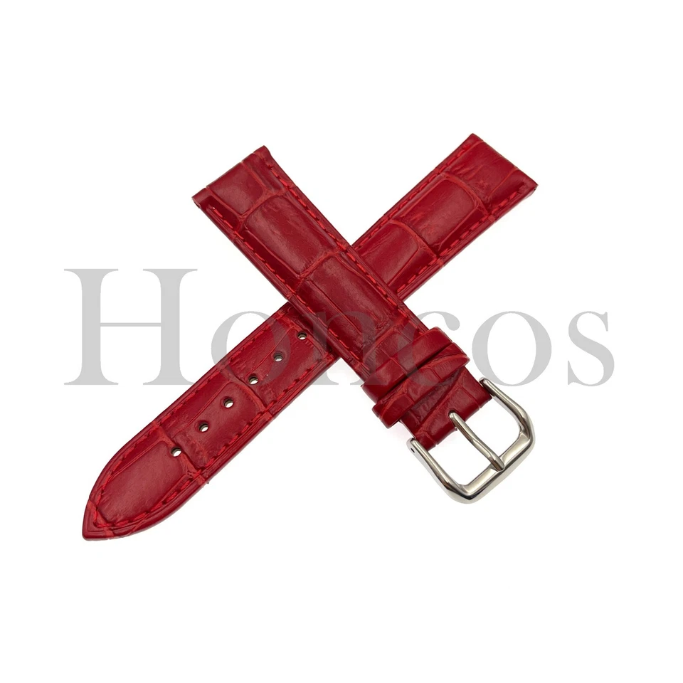 12 13 14 15 16 MM Watch Band Strap Genuine Leather Alligator Tank Buckle - Image 1 of 1