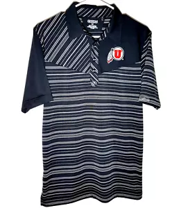 Polo Utah Utes | Rendimiento de poliéster a rayas negras | Pequeño para hombre - Imagen 1 de 10