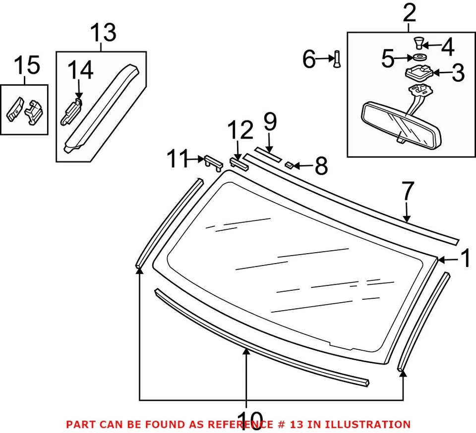 Genuine OEM Black Driver Left Windshield Trim for Honda Element 03-11 - Image 1 of 1