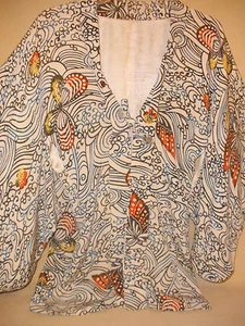 Weiß & braun Jacquard Print Damen Kimono Stil Jacke mit Schmetterling Akzenten - Bild 1 von 9