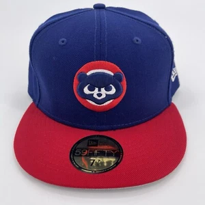 Chicago Cubs Hat Fitted 7 7/8 Mens Blue Two Tone New Era 59FIFTY Cubbies Logo - Picture 1 of 7
