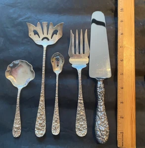 STIEFF ROSE STERLING SILVER FLATWARE  SET OF 5 SERVERS NOT MONOGRAMMED POLISHED - Picture 1 of 5