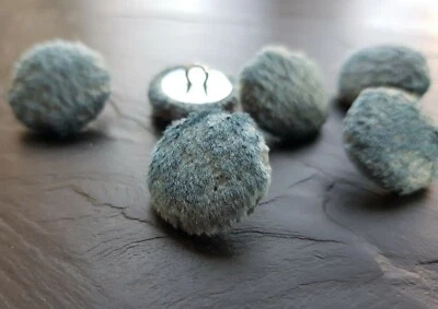 Teal blue velvet fabric covered buttons, 14, 19, 23, 25 or 31mm packs of buttons - Image 1 of 4