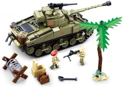 WW2 M26 Pershing US Medium Tank 742pcs - US Army WW2 1943 Building Blocks Set - Image 1 of 4