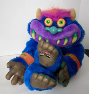 Vintage My Pet Monster Talking with Cuffs Read Plush Toy Buddy Plushie Blue - Picture 1 of 18