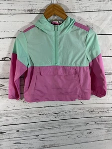 Gap Kids Lightweight Windbreaker Hooded Jacket Youth Girls Size Small Pink Green - Picture 1 of 5