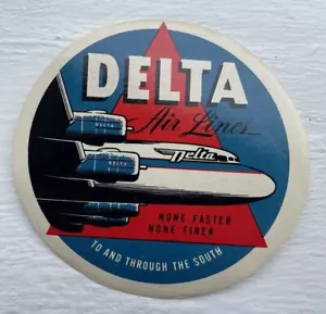 Vintage 1940s Delta Airlines Luggage Travel Decal Airplane M - Picture 1 of 2