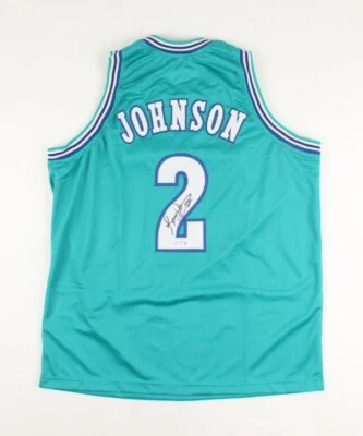 Larry Johnson Signed Charlotte Hornets Jersey (PSA COA) #1 Overall Pk 1991 Draft - Image 1 of 4