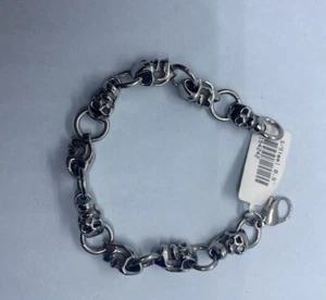 Mens Stainless Steel Skull/Skeleton Bracelet 8.5” Long - Picture 1 of 4