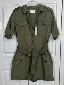 NWT Banana Republic Women's Safari Bush Jumpsuit Romper Shorts Sz 8 Khaki Green - Picture 1 of 14