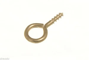 100 OF BRASS PLATED STEEL PICTURE WIRE FRAME SCREW EYE HOOK 12MM 14MM 16MM 19MM - Picture 1 of 5