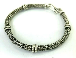  925 Sterling Silver Oxidized Woven Chain Bracelet. 16 grams, 16 cm, 6.3" - Picture 1 of 10