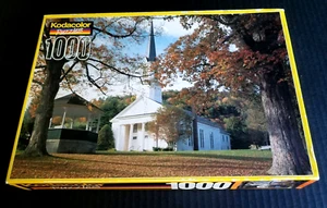 VTG Kodacolor 1000 Pcs Jigsaw Puzzle Sharon Vermont White Steeple Church Scene - Picture 1 of 4