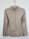 Cos Cream Stone Button Up Shirt Stretch Long Sleeve Collared Cotton Size  12 Uk