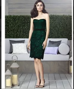 Dessy Collection Lace Strapless Style 2911 Dress Hunter/Black Sz 6 NEW - Picture 1 of 2