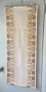 VINTAGE WEIHNACHTEN GOLD ELFENBEIN TISCHLÄUFER SCHAL ENGEL KERZE DISNEY ETIKETT - Bild 1 von 6