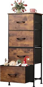 Comoda De 4 Cajones Gabetero marrón Para Ropa Mesa De Noche Mueble Dormitorio - Picture 1 of 7