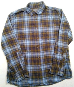 Eddie Bauer Long Sleeve Flannel Men's Large Blue Green Plaid - Picture 1 of 10
