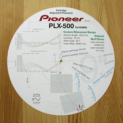 TRACKING WIZARD Pioneer PLX-500 Custom Designed Tonearm Cartridge Stylus Alignment Protractor