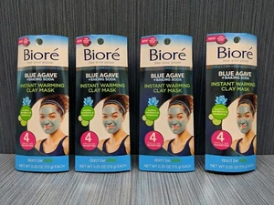 4 x .25oz 4 packs Biore Blue Agave & Baking Soda Instant Warming Clay Mask - Picture 1 of 2