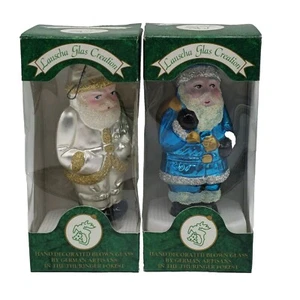 Ornamenti Natale Lauscha Vetro Babbo Natale Lotto di 2 Vetro Soffiato a Mano - Foto 1 di 7