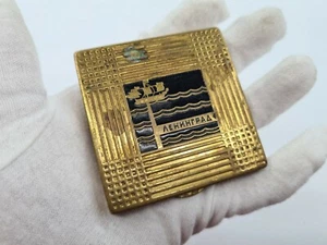 Vintage Sowjetische Bronze Kompakt Pulverdose Leningrad Emalier Vergoldung 1950-60er Jahre - Bild 1 von 12