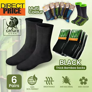 6 Pairs Bamboo Work Socks 88% Bamboo Socks Thick Mens Heavy Duty Cushion Premium - Picture 1 of 25